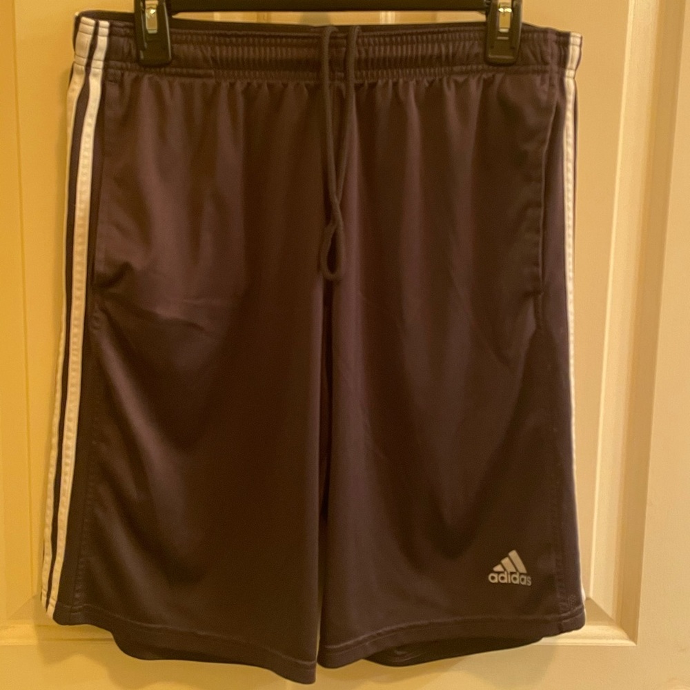 Adidas Climalite Shorts - Gray w/ White Stripes